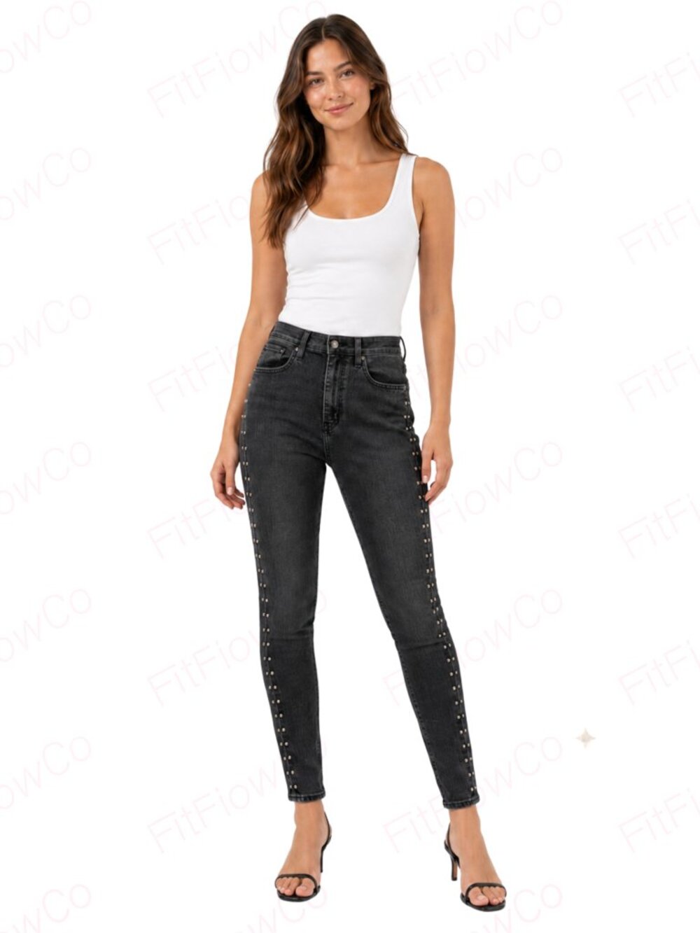 Levi’s Premium Mile High Studded Super Skinny Jeans W27 L30 Black